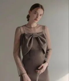 Leja 2WAYリボンビスチェドットストーンベロアワンピースドレス