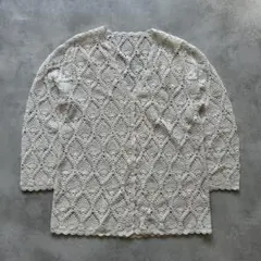 レース編みカーディガン 白 透かし編み ナチュラル ホワイト 春夏　羽織り