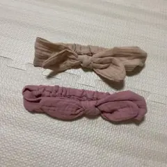 SHEIN リボンベビーヘアバンド 2個セット ピンク ベージュ