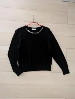 Maglie マーリエ ビジュー付きニット セーター 黒 15号のサムネイル