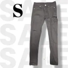 ダメージ スキニー デニム ブラック S