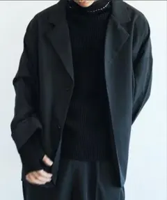 【aimoha Men's】 薄手テーラードジャケット　メンズＭ　ブラックのサムネイル