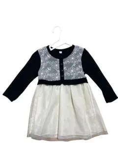 花柄ネイビーとホワイトワンピース 90cm