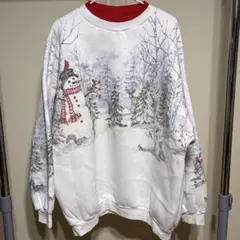 ArtisansUSA製風景冬雪鹿うさぎスウェット トレーナー古着オーバーサイズ