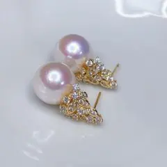 本真珠♡天然パール♡超美しいピンクツヤ♡ラウンドΦ12mm+S925ポストピアス