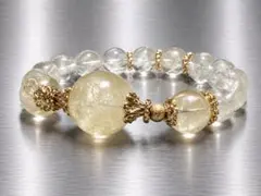 大玉18mm レモンシトリン ブレスレット ゴールド 高透明 天然石 16cm