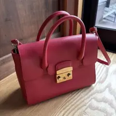 【美品】FURLA メトロポリス 2WAY 赤 保存袋付