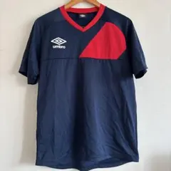 umbro ネイビー/レッド Vネックシャツ L