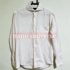 nano universe ピンクストライプ長袖シャツ