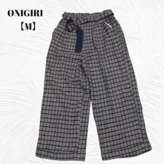 美品✨️ONIGIRI　おにぎり【M】 綿100％ チェック柄ワイドパンツ