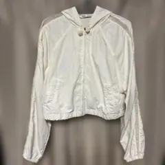 ZARA ジップアップ フーデッドブルゾン ホワイト M