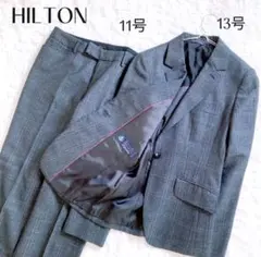 【ヒルトン】美品✨最高級 ストレッチ チェック セットアップ 洋服の青山