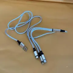 USBケーブル 3in1 シルバー ナイロン編み