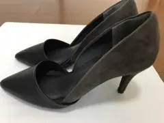 スエード バイカラー 茶×黒 パンプス ハイヒール