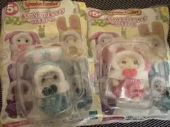 シルバニアファミリー くじ カラフルウサギ 緑　ピンク シエル