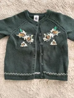 PETIT BATEAU ダークグリーン カーディガン