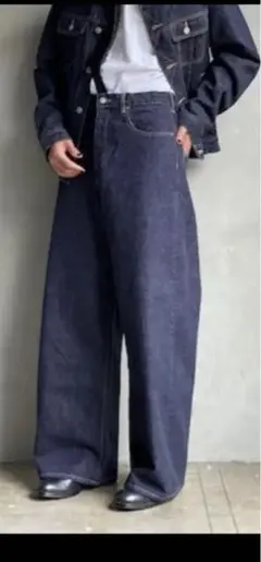 美品　GEN IZAWA 袴　ワイドデニムパンツ　濃紺　GANRYU 日本製 美品 GEN IZAWA 袴 ワイドデニムパンツ 濃紺 GANRYU 日本製