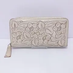 4518△ Carving Tribes 長財布 ラウンドファスナー 花柄のサムネイル