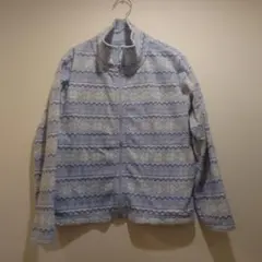 フリースジャケット 青系 幾何学模様 100cm~