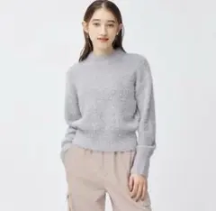 GU シャイニークルーネックセーター グレー Sサイズ
