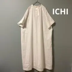 ICHI ホワイト半袖 シャツワンピース
