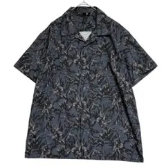ラコレ　ボタニカル柄 オープンカラーシャツ　【美品】　グレー　M