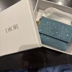 レディディオール カナージュ ロータスウォレット エナメルブルー