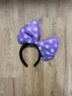 ミニーマウス風 紫色 水玉カチューシャ