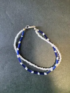 【最終値下げ】 青白ビーズブレスレット ハンドメイド