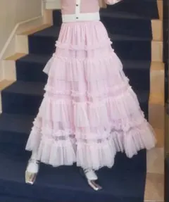 Lovilyn ティアードチュールスカート　ピンク