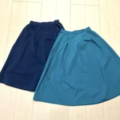 GU フレアスカート 2枚セット　色違い　膝丈　ネイビー ターコイズ