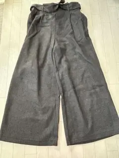○ 【美品】 レディース ウエストベルトワイドパンツ 低身長