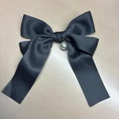黒 サテンリボン パールチャーム