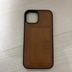 iPhone14 カードポケット付きハードケース ブラウン