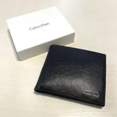 カルバンクライン　2折小銭入付財布　74285BK 型押レザー 箱入