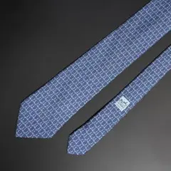 HERMES エルメス ネクタイ ブルー 総柄 シルク