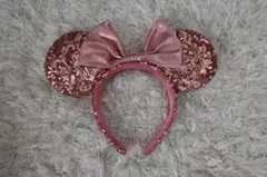 ミニーマウス耳カチューシャ ピンク スパンコール