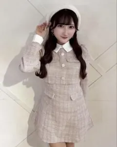 最終値下げ　新品未使用　evelyn ツイードミニワンピース　ピンク