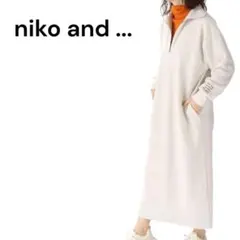 B377 niko and... ハーフジップ刺繍ワンピース　アイボリー　新品