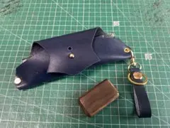 No.20 メガネケース&キーホルダー　牛本革　ハンドメイド