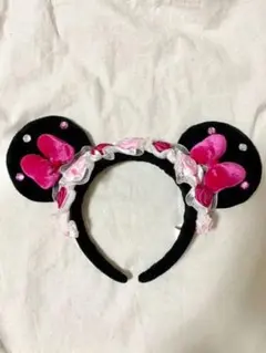 レア　ディズニー　カチューシャ　ミニー　リボン　花　バラ