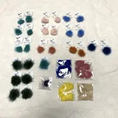 【ハンドメイド素材】ファー48個セット・カラフル・Parts Club他