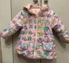 KP 花柄フード付きピンクジャケット アウター　リバーシブル　80