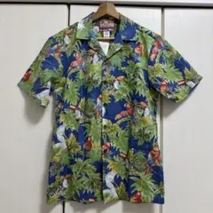 【ハワイ製】RJC 裏地使い トロピカル バード 総柄 アロハシャツ 綿100のサムネイル