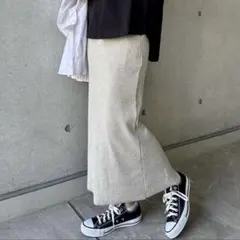 andme セルフカットリブロングタイトスカート Mサイズ