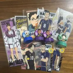 ハイキュー まとめ売り烏野、稲荷崎、白鳥沢学園高校 ロングステッカー、カード等