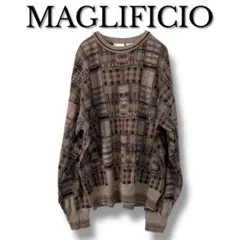 【美品】MAGLIFICIO Florenceチェック柄ニット L Italy製