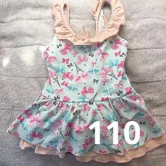 水着 110 女の子 リボン柄 ひらひら