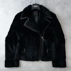 コムサイズム 毛皮 ラビットファー ダブルライダース ジャケット 9 (M) 黒のサムネイル