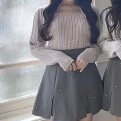 evelyn ビジューネックレスニット　ピンク